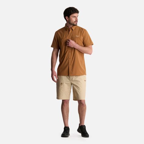 Camisa Hombre Wallace Short Sleeve Q-dry Shirt Camel Lippi-4