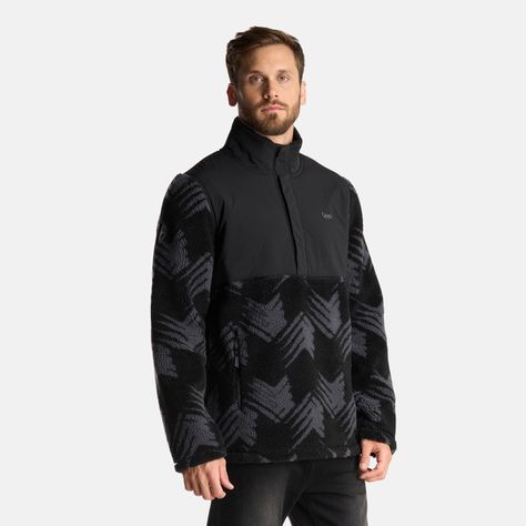 Chaqueta Hombre Glaciar Sherpa-Pro 1/4 Zip Jacket Print Negro Lippi-2