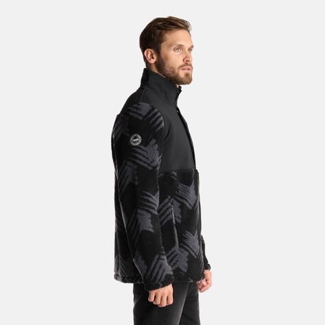 Chaqueta Hombre Glaciar Sherpa-Pro 1/4 Zip Jacket Print Negro Lippi-3
