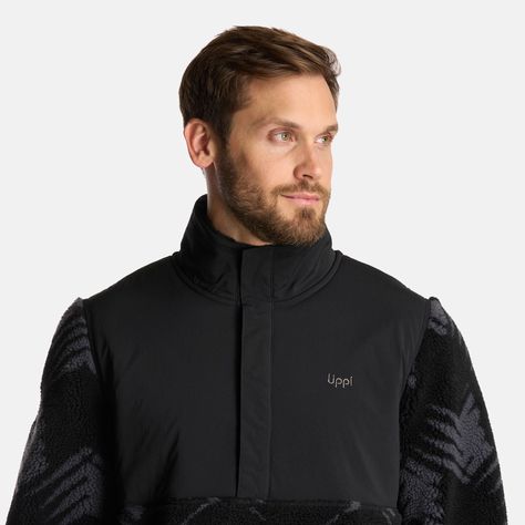 Chaqueta Hombre Glaciar Sherpa-Pro 1/4 Zip Jacket Print Negro Lippi-5