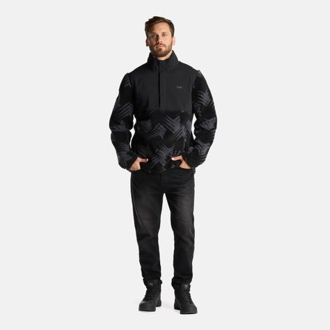Chaqueta Hombre Glaciar Sherpa-Pro 1/4 Zip Jacket Print Negro Lippi-7