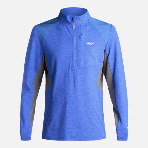 Poleron Hombre Egger 1/4 Zip Melange Azul Lippi I24-0