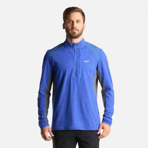 Poleron Hombre Egger 1/4 Zip Melange Azul Lippi I24-1