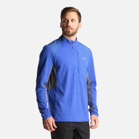 Poleron Hombre Egger 1/4 Zip Melange Azul Lippi I24-2