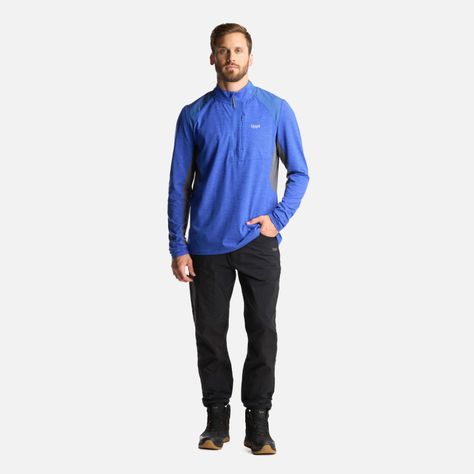 Poleron Hombre Egger 1/4 Zip Melange Azul Lippi I24-7