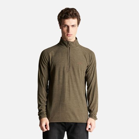 Poleron Hombre Jacaranda Nano-F 1/4 Zip Melange Oliva Oscuro Lippi-1