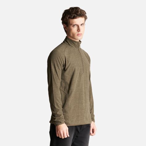 Poleron Hombre Jacaranda Nano-F 1/4 Zip Melange Oliva Oscuro Lippi-2