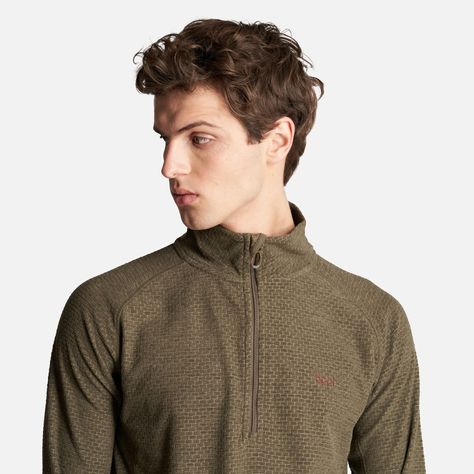 Poleron Hombre Jacaranda Nano-F 1/4 Zip Melange Oliva Oscuro Lippi-4