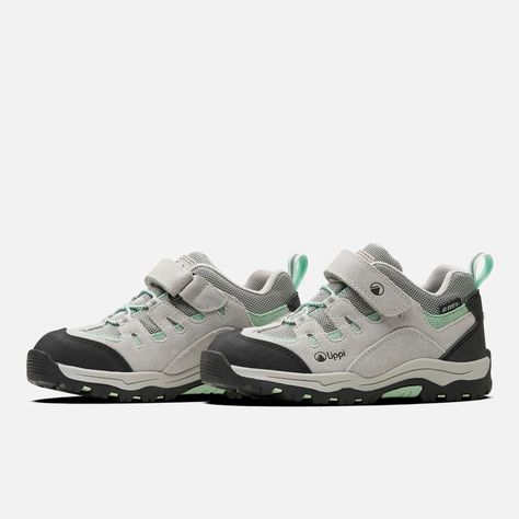 Zapato Niña  Puelo CS Low Velcro Gris Claro Verde Agua Lippi-2