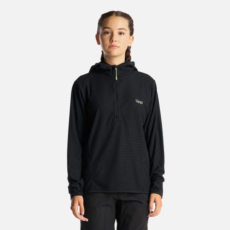 Poleron Teen Girl Mild Nano-F 14 Zip Hoody Negro Lippi I24-1