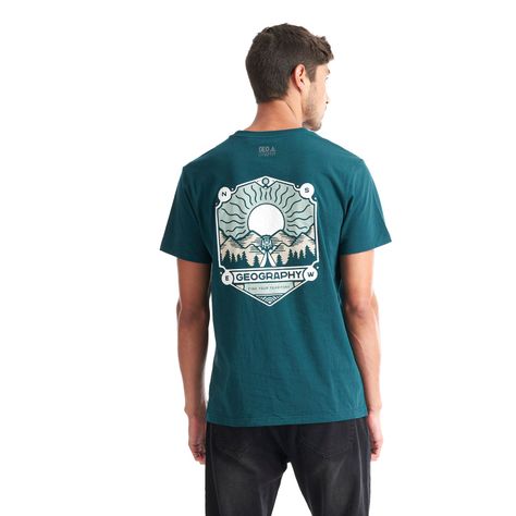 Polera Hombre Liquen Turquesa Oscuro Geography-3