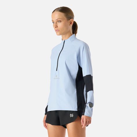 Polerón Mujer Built To Move Pro 1/4 Zip Celeste Vulcano-1