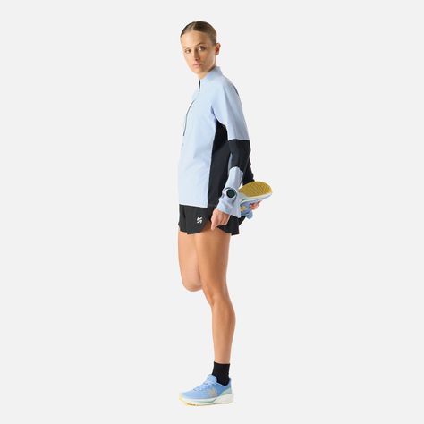 Polerón Mujer Built To Move Pro 1/4 Zip Celeste Vulcano-2