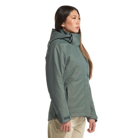 Chaqueta Mujer Tres Cruces Fusion-3 Hoody Jacket Verde Grisaceo Vino Lippi-2
