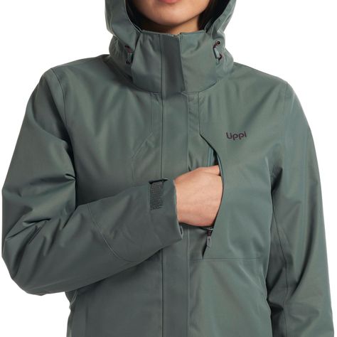 Chaqueta Mujer Tres Cruces Fusion-3 Hoody Jacket Verde Grisaceo Vino Lippi-6