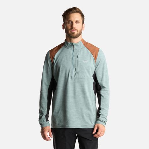 Poleron Hombre Egger 1/4 Zip Melange Jade Oscuro Lippi-1