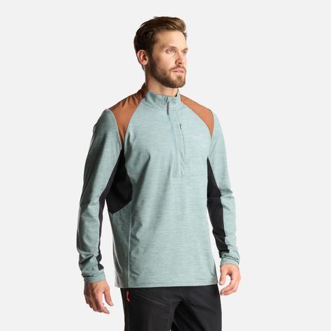 Poleron Hombre Egger 1/4 Zip Melange Jade Oscuro Lippi-2