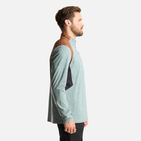 Poleron Hombre Egger 1/4 Zip Melange Jade Oscuro Lippi-3