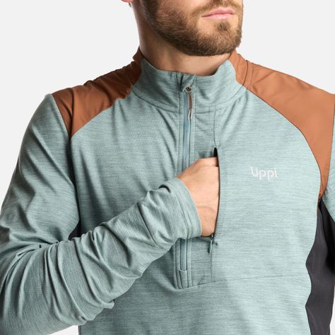 Poleron Hombre Egger 1/4 Zip Melange Jade Oscuro Lippi-5