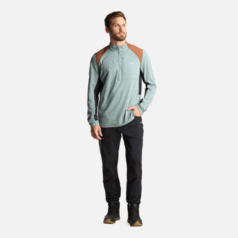 Poleron Hombre Egger 1/4 Zip Melange Jade Oscuro Lippi-7