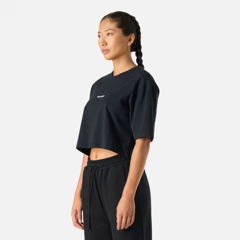 Polera Mujer Cool Down Crop T-Shirt Negro Vulcano-1