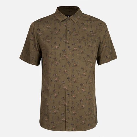 Camisa Hombre Woodpecker Short Sleeve Shirt Print Verde Militar Lippi-0