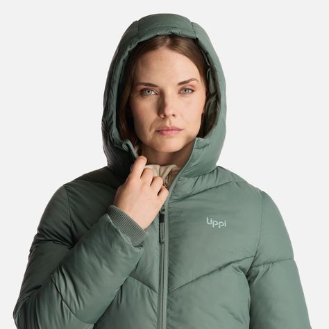 Chaqueta Mujer Long Line Steam Pro Hoody Jacket Verde Musgo Lippi-5