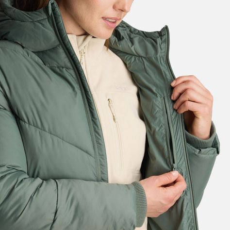Chaqueta Mujer Long Line Steam Pro Hoody Jacket Verde Musgo Lippi-7