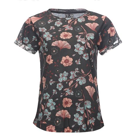 Polera Mujer Flora Negro Haka Honu-0