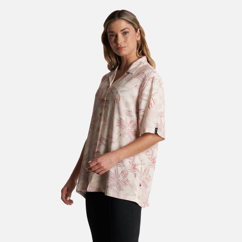Camisa Mujer Hibiscus Print Beige Haka Honu-2