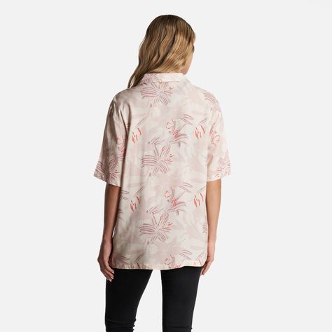 Camisa Mujer Hibiscus Print Beige Haka Honu-3
