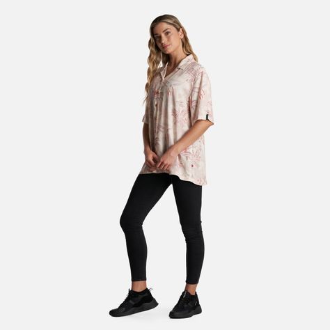 Camisa Mujer Hibiscus Print Beige Haka Honu-5