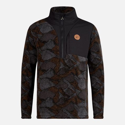 Poleron Hombre Porteador 1/4 Zip Print Negro Haka Honu-0