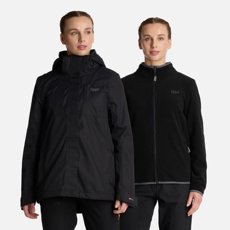 Chaqueta Mujer Tres Cruces Fusion-3 Hoody Negro Lippi I25-0