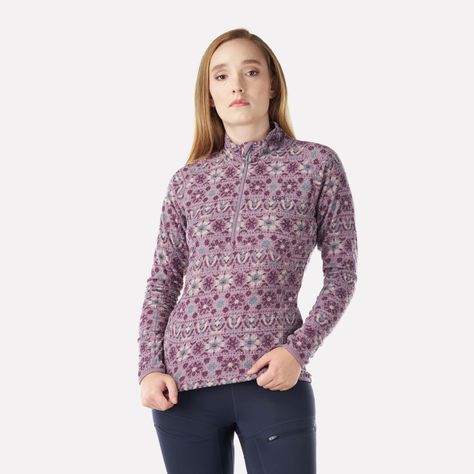 Poleron Mujer Jacaranda Nano-F 14 Zip Print Palo Rosa Lippi-1