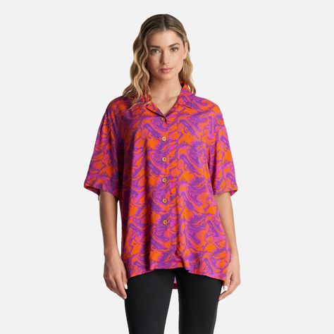 Camisa Mujer Marmolada Print Naranjo Haka Honu-1