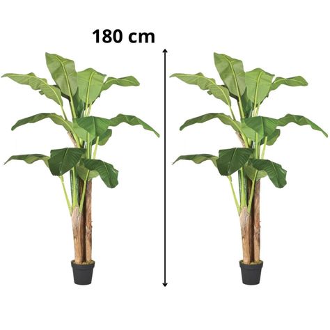 2 Plantas Artificiales Premium Banano 180 Cm Arbusto Real-2