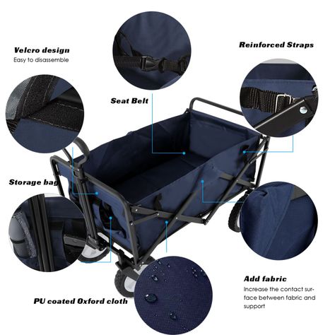 Carro de arrastre Wagon Metalico Azul-2