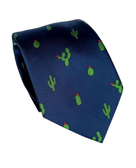 Corbata azul marino Cactus-0