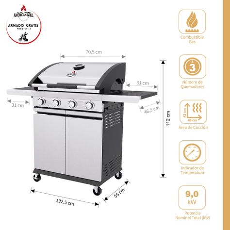 Parrilla a Gas 4 Quemadores New York Inox-1