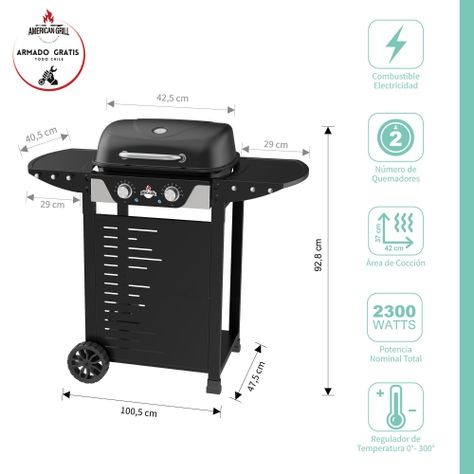 Parrilla Electrica 2 Tubos Calefactores Manhattan Black-1