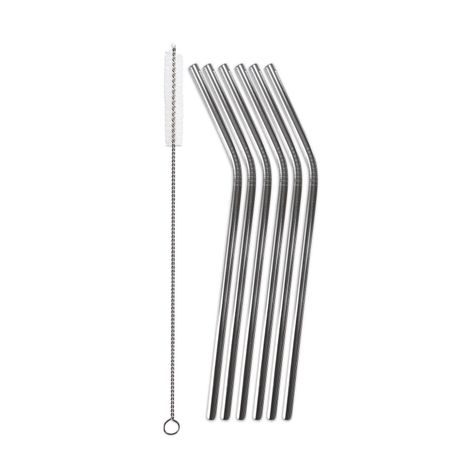 Set 6 Bombillas Acero Inox c/ Cepillo  para Limpiar-0