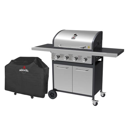 Set Parrilla a Gas 4 Quemadores Oregon Inox + Funda-0
