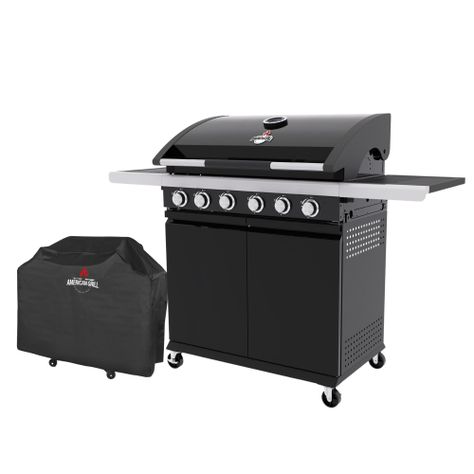 Set Parrilla a Gas 6 Quemadores Texas Black + Funda-0