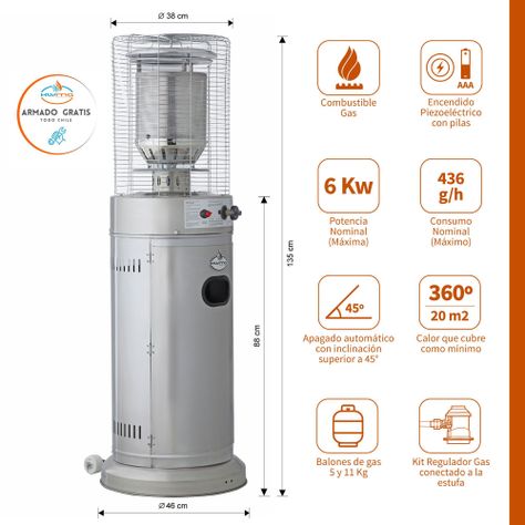 Estufa a Gas Exterior Terraza CILDRO LW Inox 1,35 metros-1