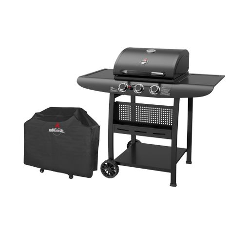 Set Parrilla a Gas 3 Quemadores Kansas Black + Funda-0