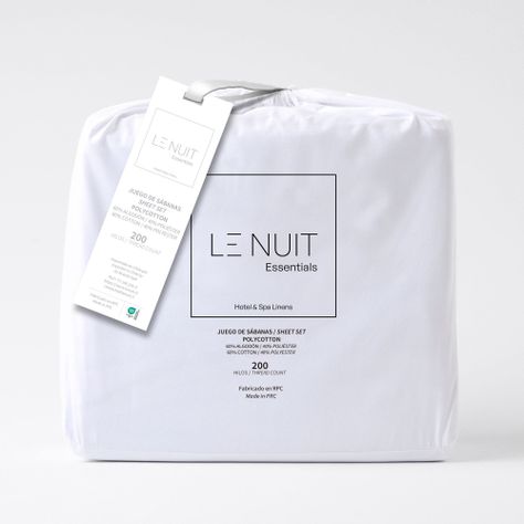 Set Sábanas 1,5 Plazas Polycotton 200 Hilos Essentials Liso Blanco-1