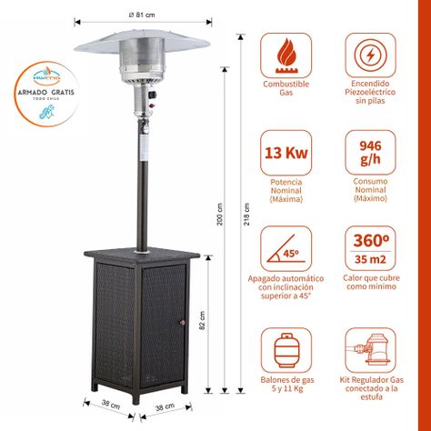 Estufa a Gas Exterior Terraza SETAX Rattan-1