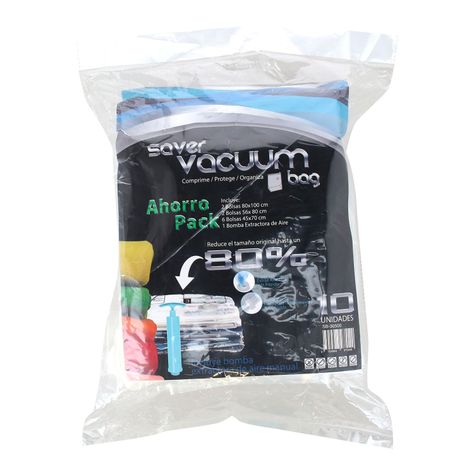 Pack 10 Bolsas Ahorra Espacio con Extractor de Aire SVB-0