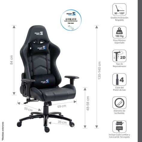 Silla Gamer Black Panther Negro/Negro-1
